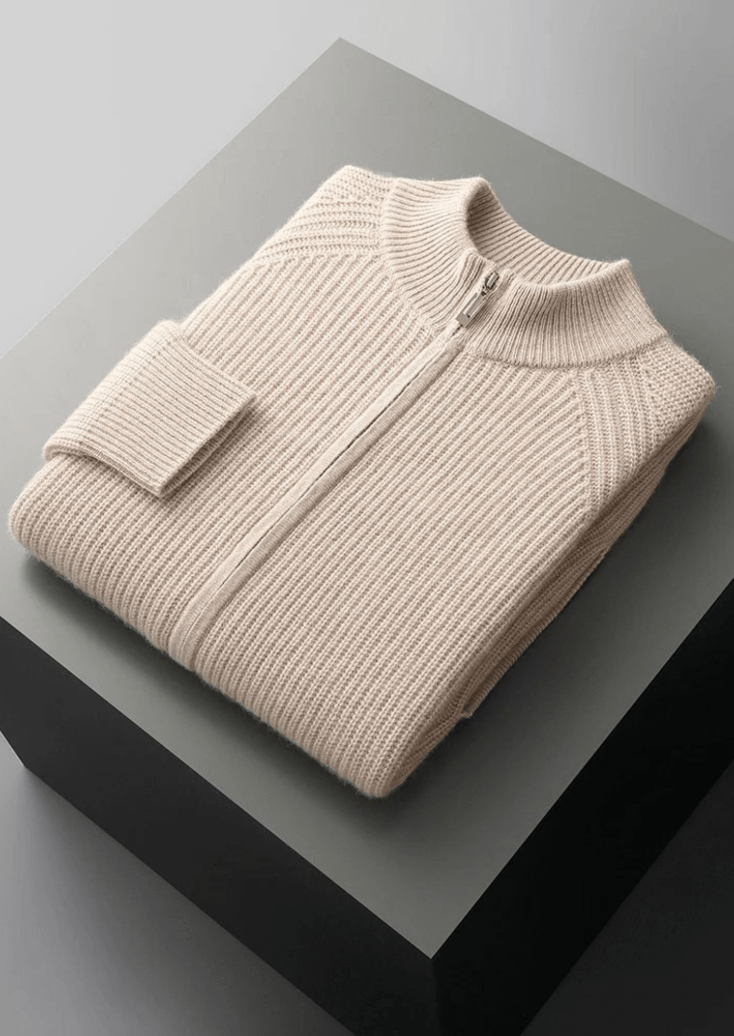 PREMIUM CASHMERE RIBBED CARDIGAN - Derada