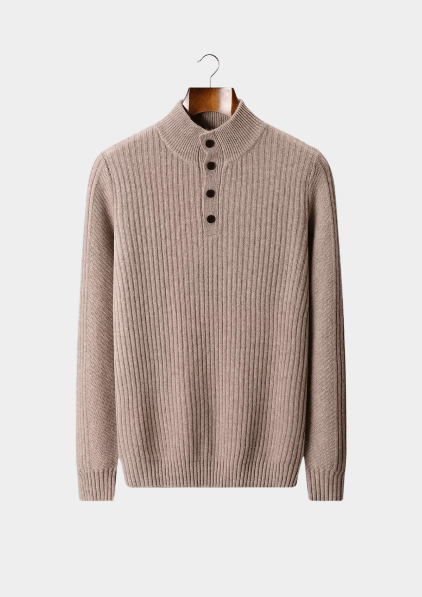PURE EXTRA - FINE MERINO WOOL RIBBED HENLEY SWEATER - Derada