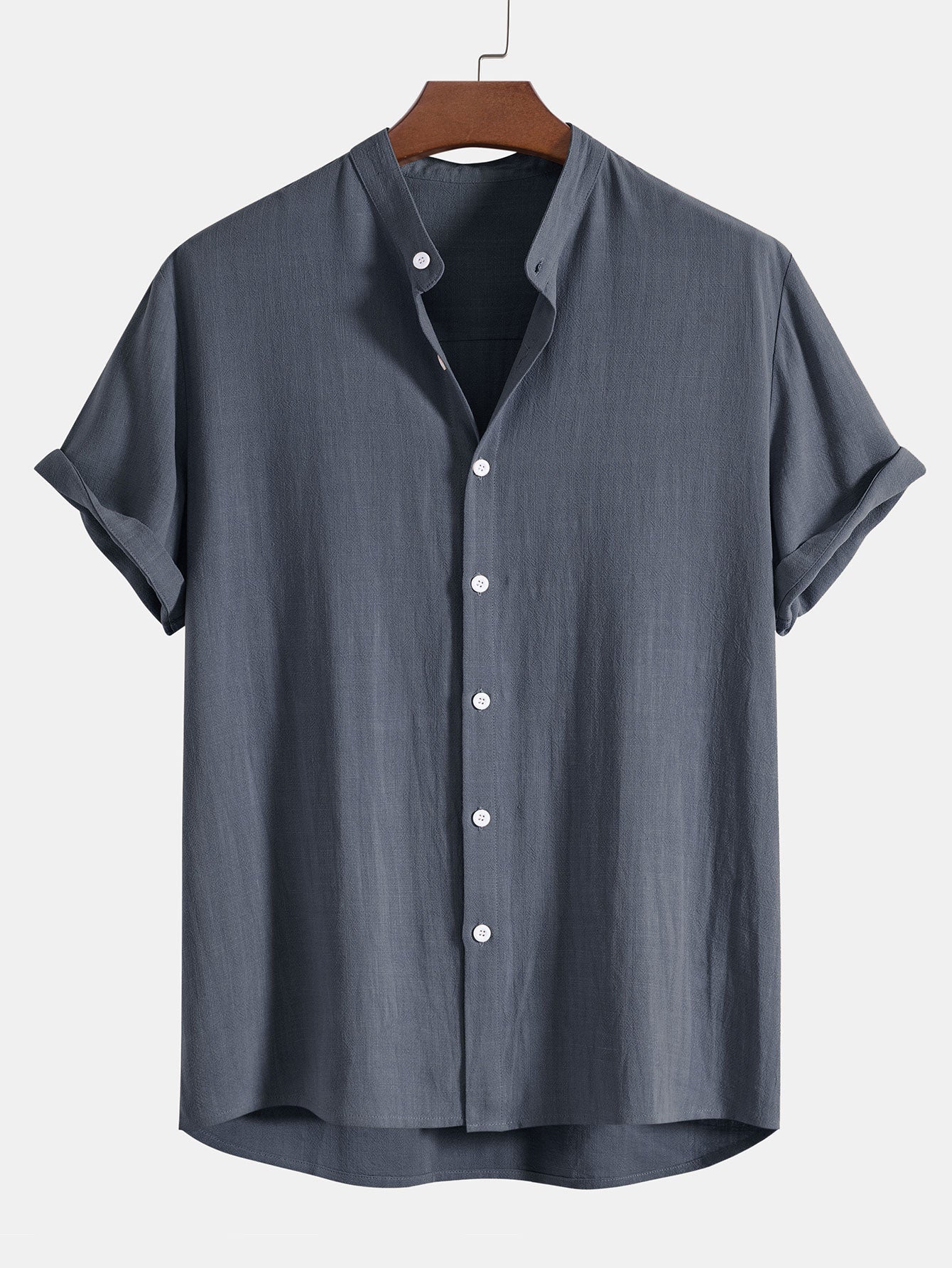 Derada | Linnen Blend Standkraag Shirt - Derada Fashion