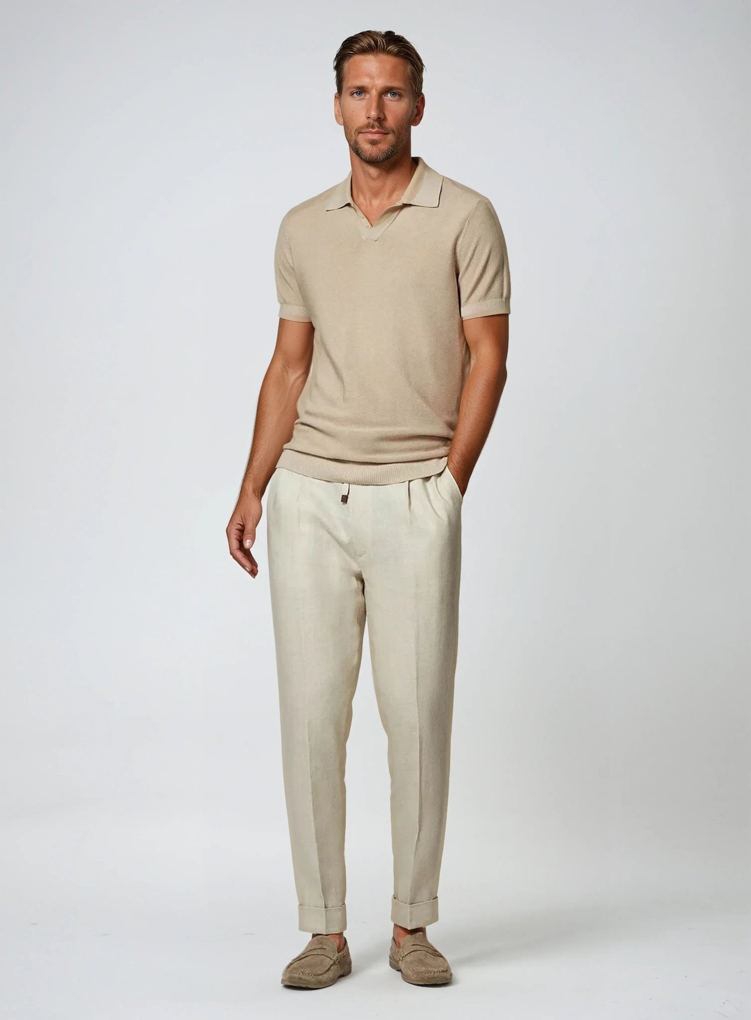 Derada | Linnen Broek - Beige - Derada