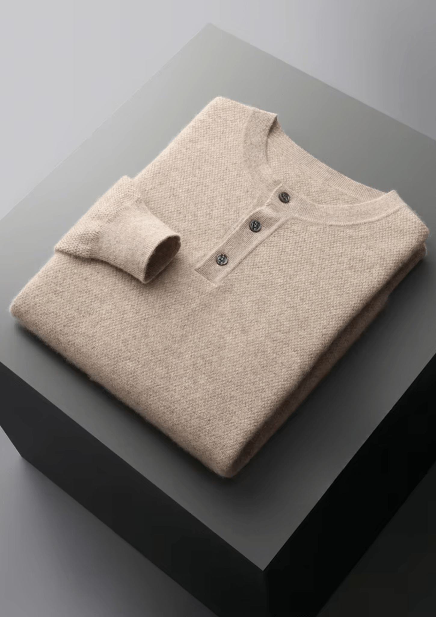 PREMIUM CASHMERE CLASSIC HENLEY SWEATER - Derada